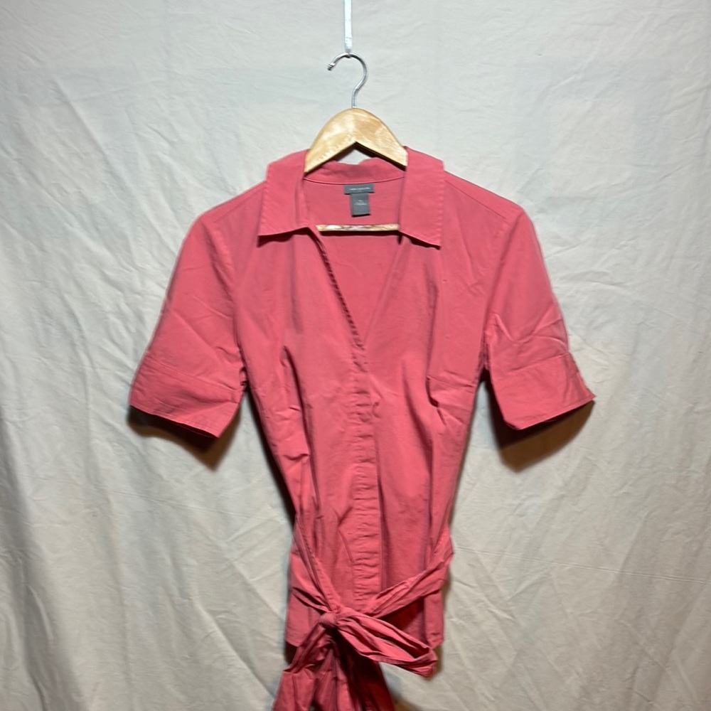 Ann Taylor Coral Short Sleeve Wrap Blouse